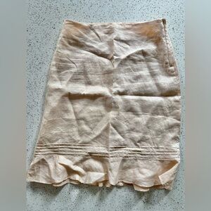 H&M Skirt: Light Tan Ruffled Ramie ‘Linen’ A-Line Skirt